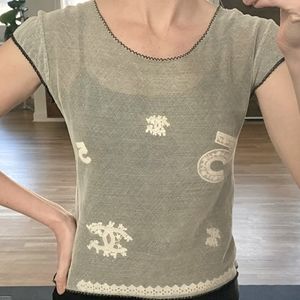 Chanel Runway Double Mesh Embroidered Top